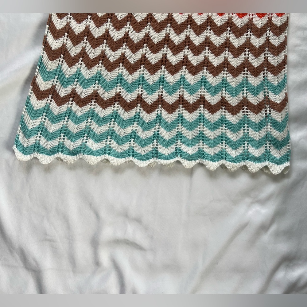 C&C California Crochet Bathing Suit Swim Cover Up White Orange Blue Brown- XS - Picture 5 of 7